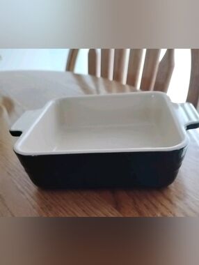 Le Creuset BLACK ONYX 14cm 6"x6" Stoneware/Enamel Baking Casserole Dish, NWT